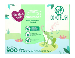 lot 419 image: LOT OF 2 Parents Choice Cucumber Scent Baby Wipes, 900 Count