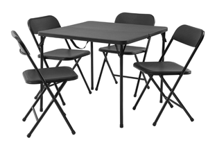 lot 445 image: 5PCS Mainstays Resin Card Folding Table and Four Folding Chairs Set