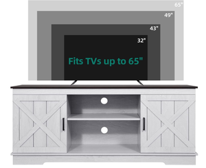 lot 446 image: YITAHOME TV Stand for 65 TV, Farmhouse Entertainment Center with Double Barn Doors and Storage Cabinets
