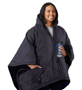 lot 475 image: Sunbeam On-The-Go Outdoor Throw Charcoal Nylon Microplush, 4 Heat Settings, Cordless Heated Blanket, 50 x 60