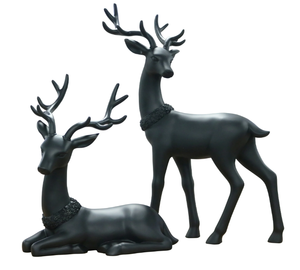 lot 715 image: Holiday Time Set of 2 Christmas Black Matte Deer Decor