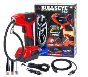 lot 727 image: Bullseye Pro Tire Inflator 150 PSI Electric Air Compressor Portable Air Pump Car Bike LED 12V