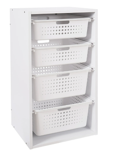lot 733 image: Your Zone Kids Sliding Bin Organizer with 4 Storage Bins, White, Age 3