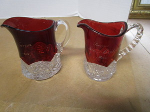 lot 47 image: Ruby Flash Souvenir Pitchers