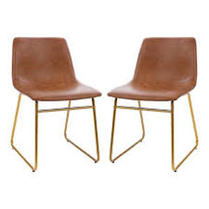 TAYLOR  LOGAN Light Brown Faux LeatherBlack Frame LeatherFaux Leather Dining Chair (2-Pack)  Customer Returns See Pictures