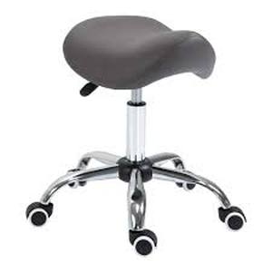 HOMCOM Ergonomic Grey Rolling Saddle Stool PU Leather Hydraulic Spa Stool Height Adjustable Swivel Drafting Medical Salon Chair Customer Returns See Pictures