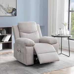 Beige Velvet Electric Power Recliner Chair with Adjustable Massage Function, 1-Side Pockets, Heating System   Customer Returns See Pictures