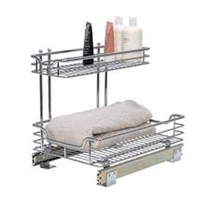 HOUSEHOLD ESSENTIALS 12 in. Under Sink Sliding Organizer-KD Chrome    Customer Returns See Pictures