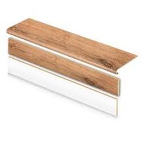 7 Boxes of Cap A Tread Fresh Oak 47 in. L x 12.15 in. W x 1.69 in. T Vinyl Stair Tread and Reversible Riser Kit Customer Returns See Pictures