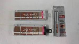Set of 2 Wet n Wild Color Icon Eyeshadow Palettes & LOreal Unbelieva Brow Topcoat