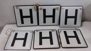 Set of 6 Vintage Metal Sign Letters H with Rope Handles