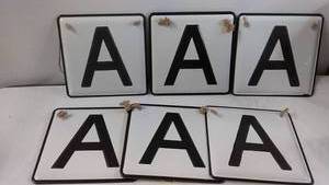 Set of 6 Vintage Metal Wall Hanging Letters A with Rustic Rope