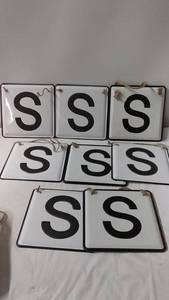 Set of 8 Vintage Metal S Hanging Signs