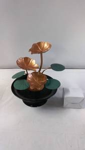 Copper Lotus Flower Tabletop Fountain with Black Base