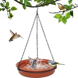 Set of 2 Hanging Bird BathsFeeders with Chains