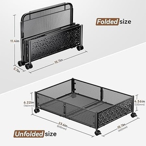 Under-Bed Storage Rack with 360° Swivel Wheels and Lockable Casters