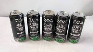 Set of 5 ZOA Healthy Warrior Energy Drink Cans - Zero Sugar