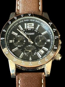 lot 125 image: Mens Stauer Jet-Setter Stainless Steel Chronograph Watch