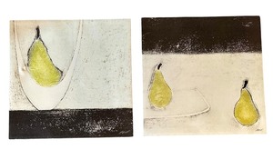 lot 84 image: Two Pretty Canvas Pear Motif Art Prints