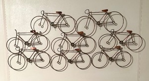 lot 18 image: Mid Century Copper Bicycle Decorative Wall Hanging