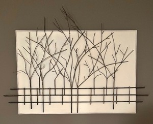 lot 19 image: Decorative Canvas Wall Hanging with Metal Trees