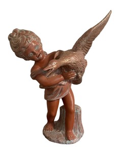 lot 79 image: Boy with Duck Garden Sculpture