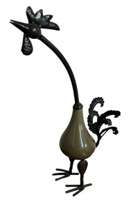 lot 140 image: Whimsical Long Neck Rooster Decorative Figurine