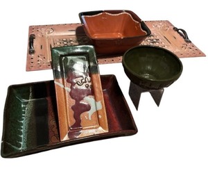 lot 153A image: Lot of Trays, Bowls and Platters  Metal and Pottery