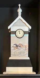 lot 40 image: Great Home Decor for Any Room  Tall Wooden Clock with Beautiful Horses by Ted DeGrazia