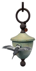 lot 97 image: Outdoor Decor Faux Bird Feeder with Metal Bird