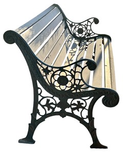 lot 60A image: Vintage Outdoor Wood and Metal Bench