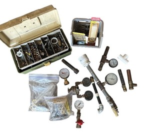 lot 218 image: Variety of Pressure Gauges, Brass Valves and More