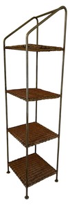 lot 205 image: Metal and Wicker Four Shelf Storage