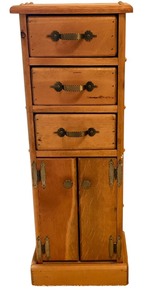lot 15 image: Vintage Rustic Wood Storage Cabinet  Side Table
