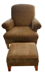 lot 192 image: Upholstered Accent Chair with Coordinating Ottoman
