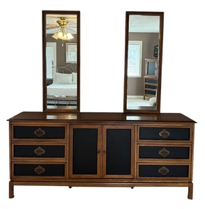 lot 11 image: Vintage Bassett Mid Century Dresser  Low Boy Chest of Drawers
