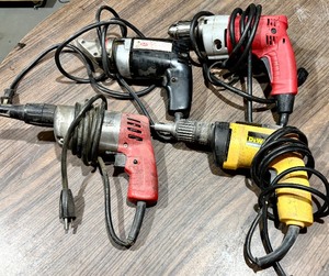 lot 200A image: DeWalt, Milwaukee, Malco and Milware Drills