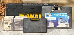 lot 200 image: DeWalt Reciprocating Saw, Tool Shop Air Brad Nailer, Rotozip Spiral Saw and Power Puncher