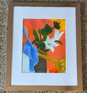 lot 89 image: Pretty Painted Floral Framed Art