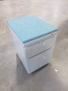 lot 590 image: FABRIC TOP ROLLING FILE PEDESTAL.