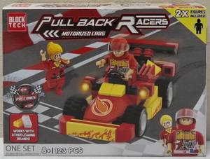 lot 55 image: Block Tech - (1) Pull Back & Release Motorized Car Set (Red & Yellow Car) Put Together Yourself (View Photos for More Details)
