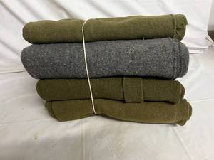 4 Wool Military Style Blankets