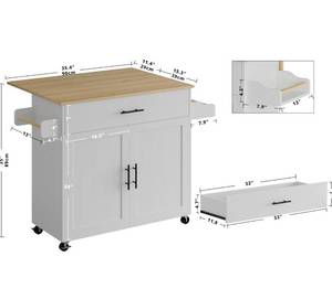 IRONCK Rolling Kitchen Island Table Top