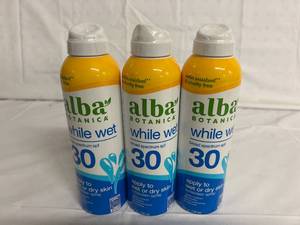 3 Bottles of Alba Botanica While Wet 30 SPF Suncreen