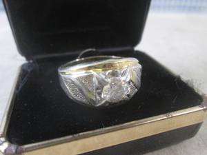 (CNTR) 14K Gold Plated Men's Ring w...