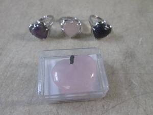 lot 60 image: (CNTR) 3 Polished Heart Shaped Gens...
