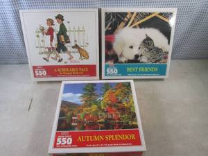 lot 121 image: (BS) 3 New 550 Piece Puzzles - Seal...
