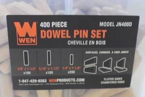 lot 18 image: WEN JN400D 400-Piece Fluted Dowel Pin Variety Bucket with 14, 516, and 38-inch Woodworking Dowels