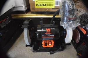 lot 68 image: WEN BG4280 5-Amp 8-Inch Variable Speed Bench Grinder with Flexible Work Light
