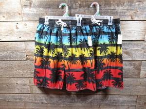lot 28 image: Set of 2 Kids Swim Trunks-Palm Beach Sunset-XL
